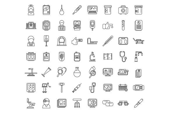 Medical Examination Icons Set Outline