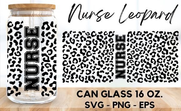 Nurse Leopard Libbey Glass 16 Oz SVG